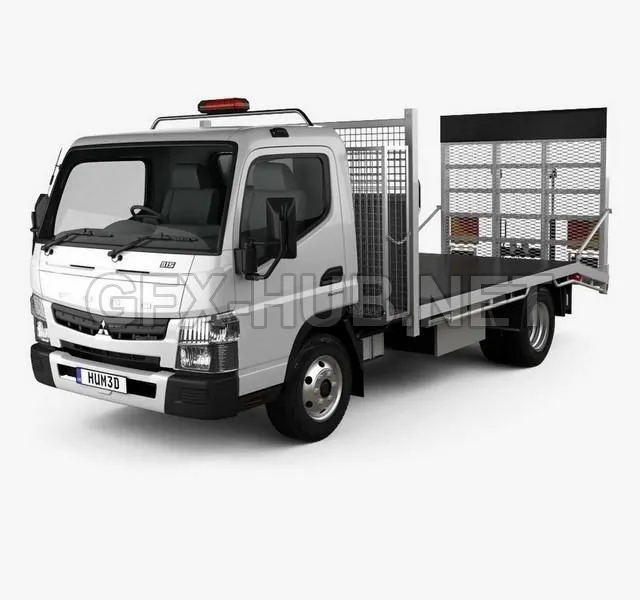 CAR – Mitsubishi Fuso Canter Wide Single Cab Tilt Tray Beaver Tail Truck 2016  3D Model