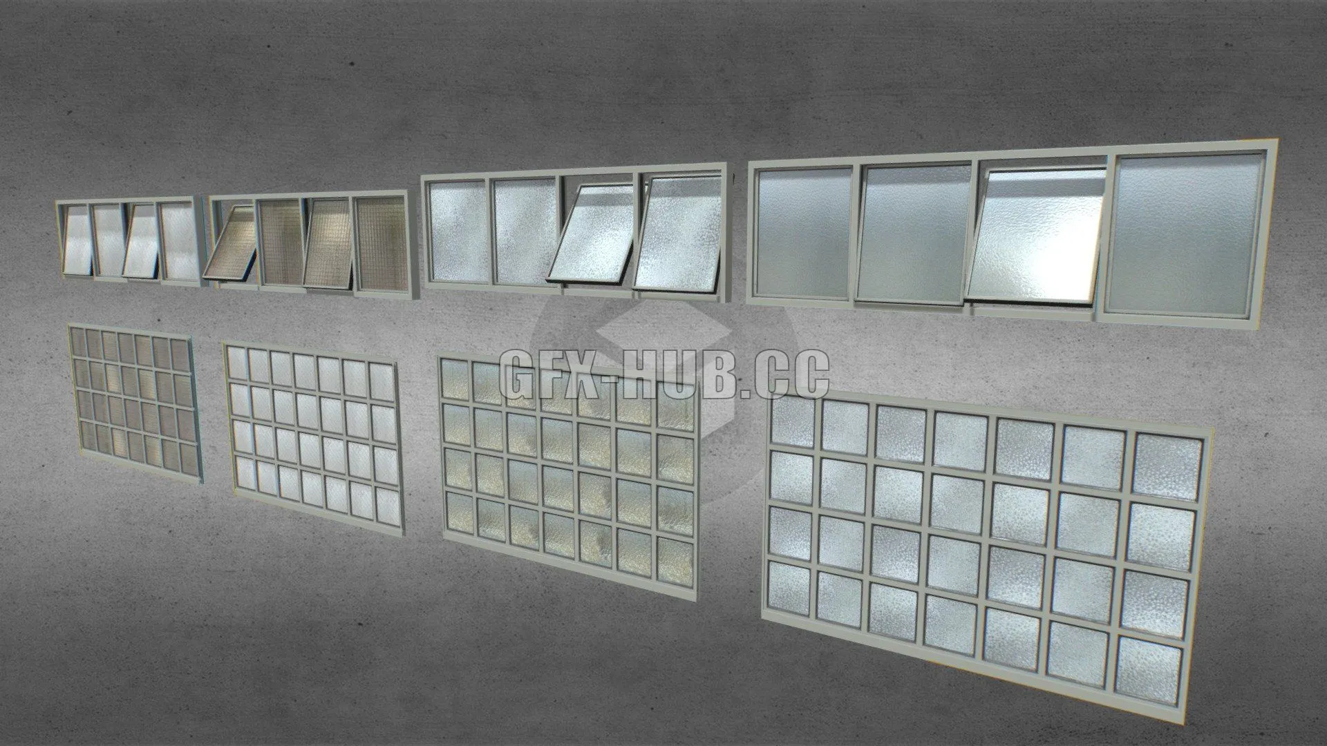 PBR Game 3D Model – Factory windows pack