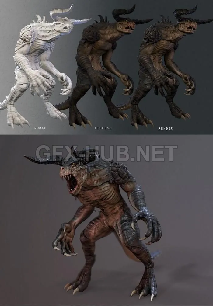 PBR Game 3D Model – Fallout 4 – Deathclaw PBR
