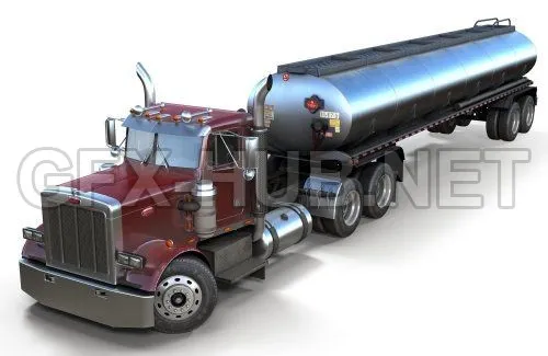 CAR – Peterbilt 359 fuel trailer VR AR low-poly  3D Model