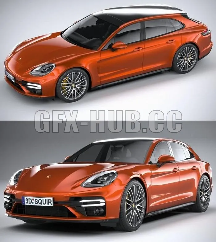 CAR – Porsche Panamera Turbo S Sport Turismo 2021 3D Model