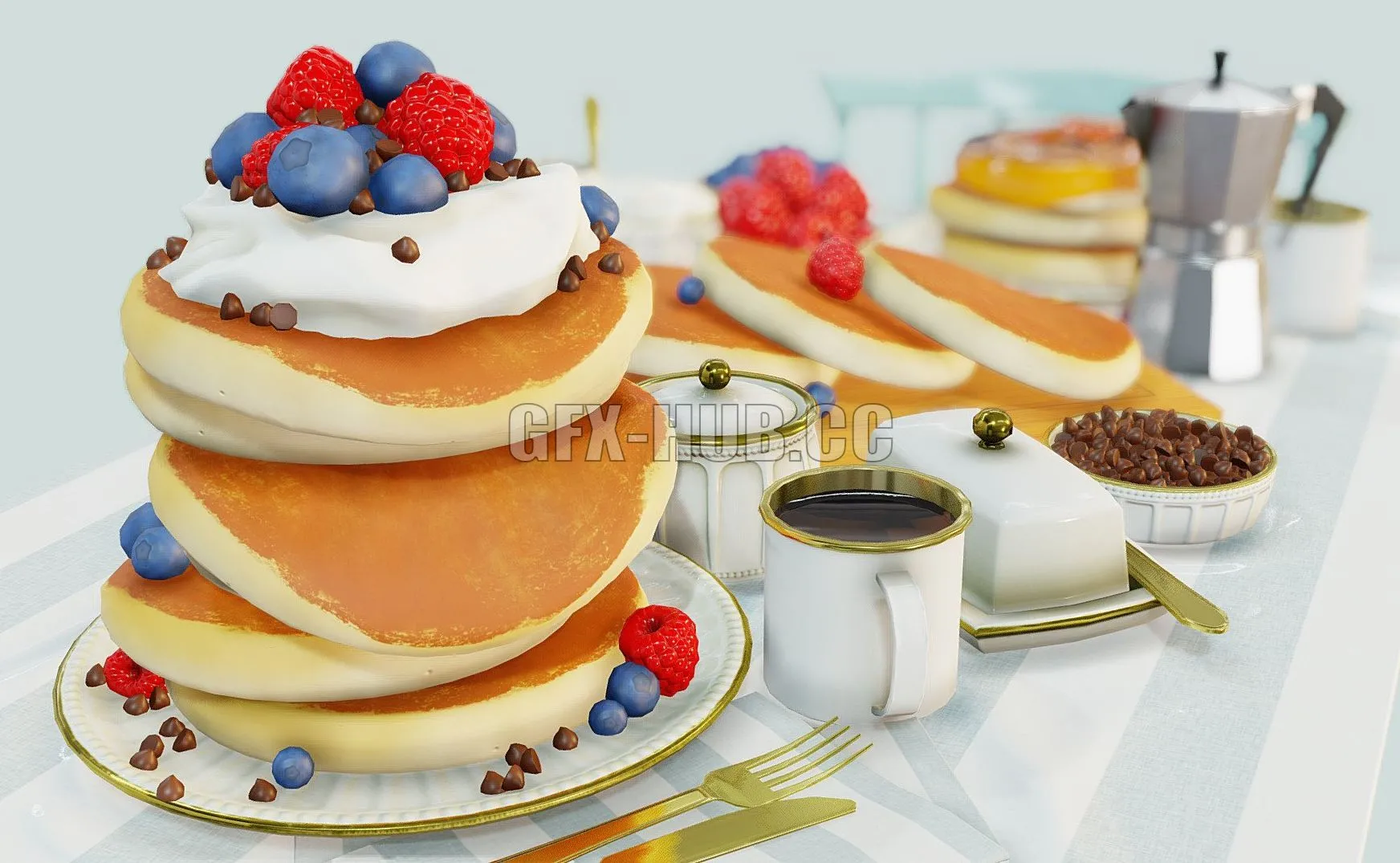 PBR Game 3D Model – Fancy Pancakes