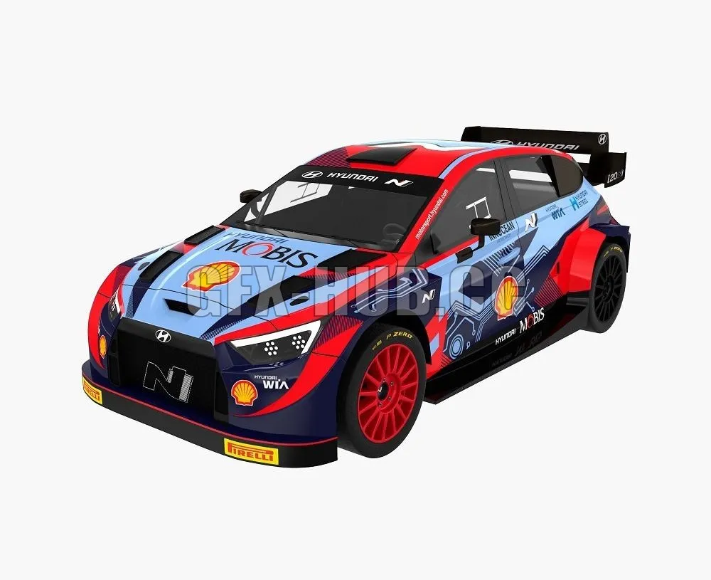 CAR – Realistic Hyundai i20 N Hybrid Rally Car WRC 3D Model