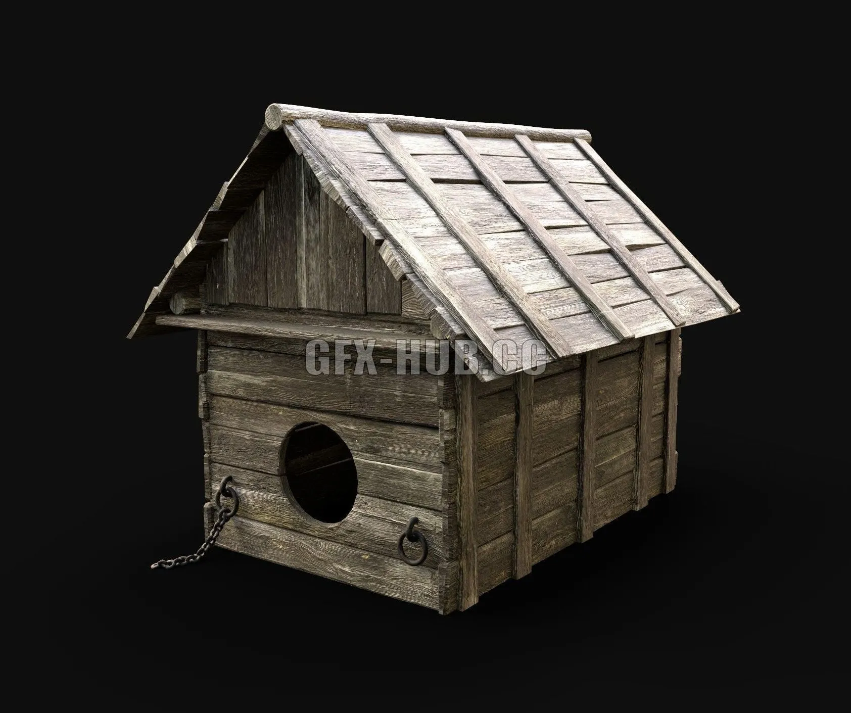 PBR Game 3D Model – FARM DOG HOUSE HOUND VILLAGE COTTAGE SHEPHERD ANIMAL HUT