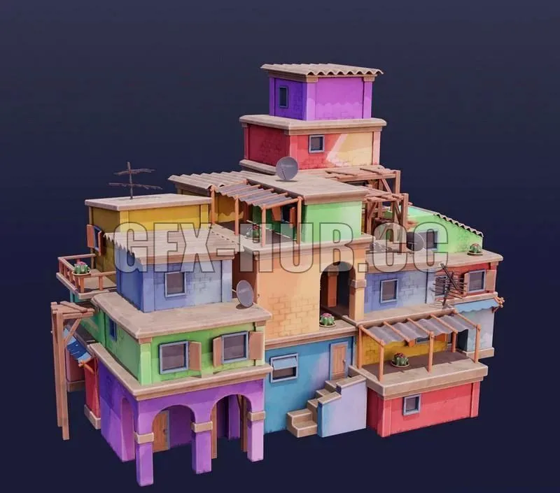 PBR Game 3D Model – Favelas and Gravestones – Modules