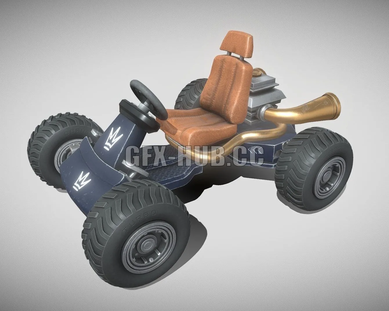 CAR – Stylized Kart Blue 3D Model