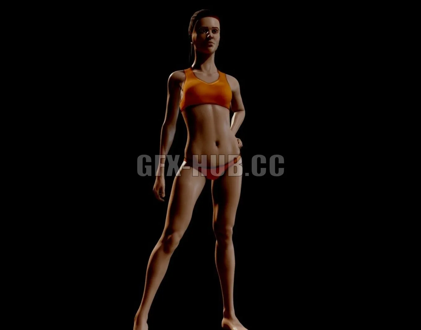 PBR Game 3D Model – Female Basemesh (Censored)