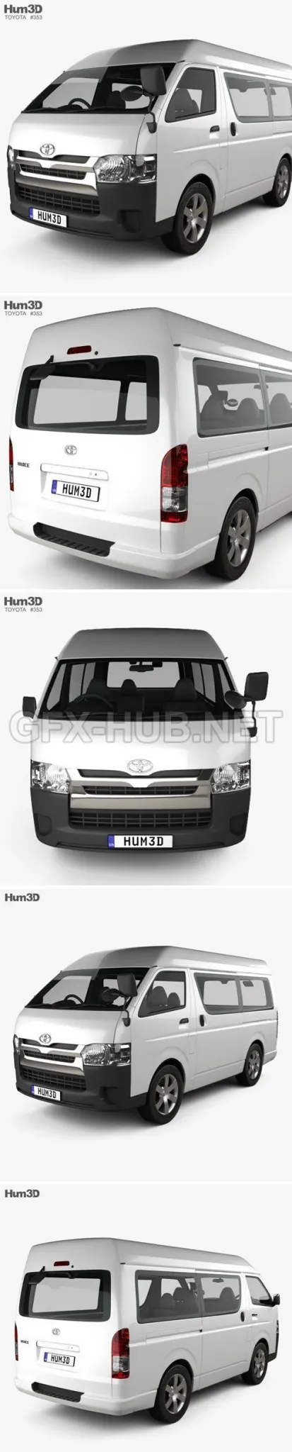 CAR – Toyota Hiace Passenger Van L1H3 DX 2013  3D Model