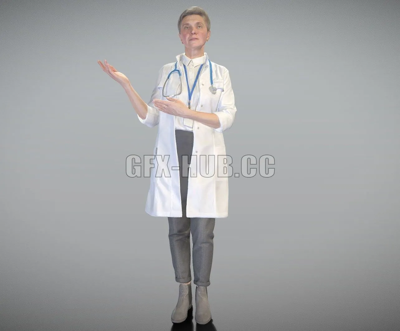 PBR Game 3D Model – Female doctor demonstrating smth 263