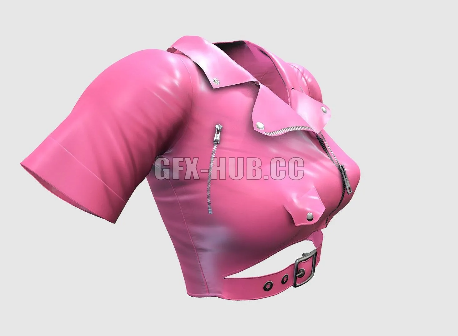 PBR Game 3D Model – Female Pink Leather Crop Jacket