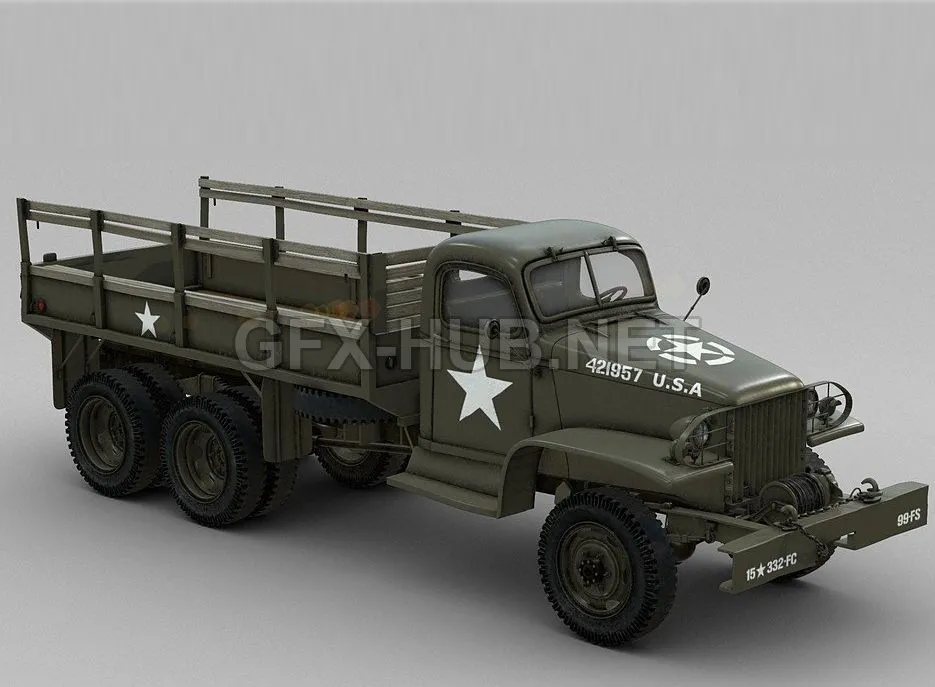 CAR – US Army Truck GMC CCKW LWB 353-D 3D Model
