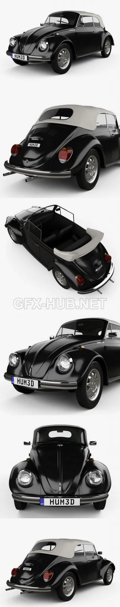 CAR – Volkswagen Beetle convertible 1975  3D Model