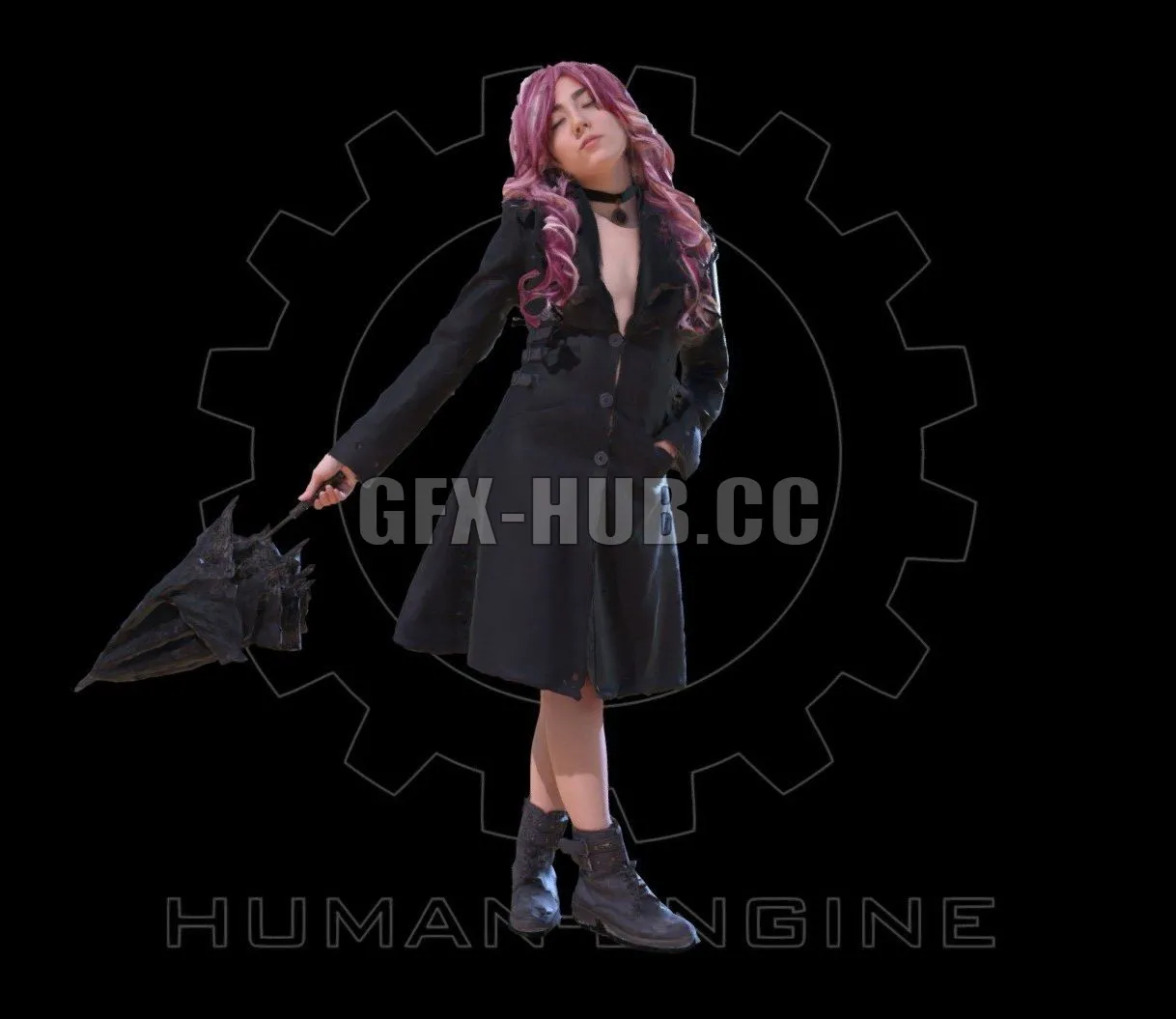 PBR Game 3D Model – Female Scan – Cathy Gothic
