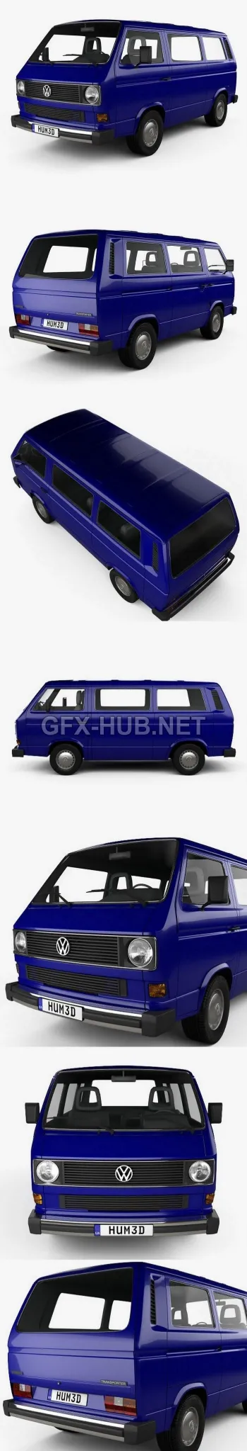 CAR – Volkswagen Transporter (T3) Passenger Van 1990  3D Model