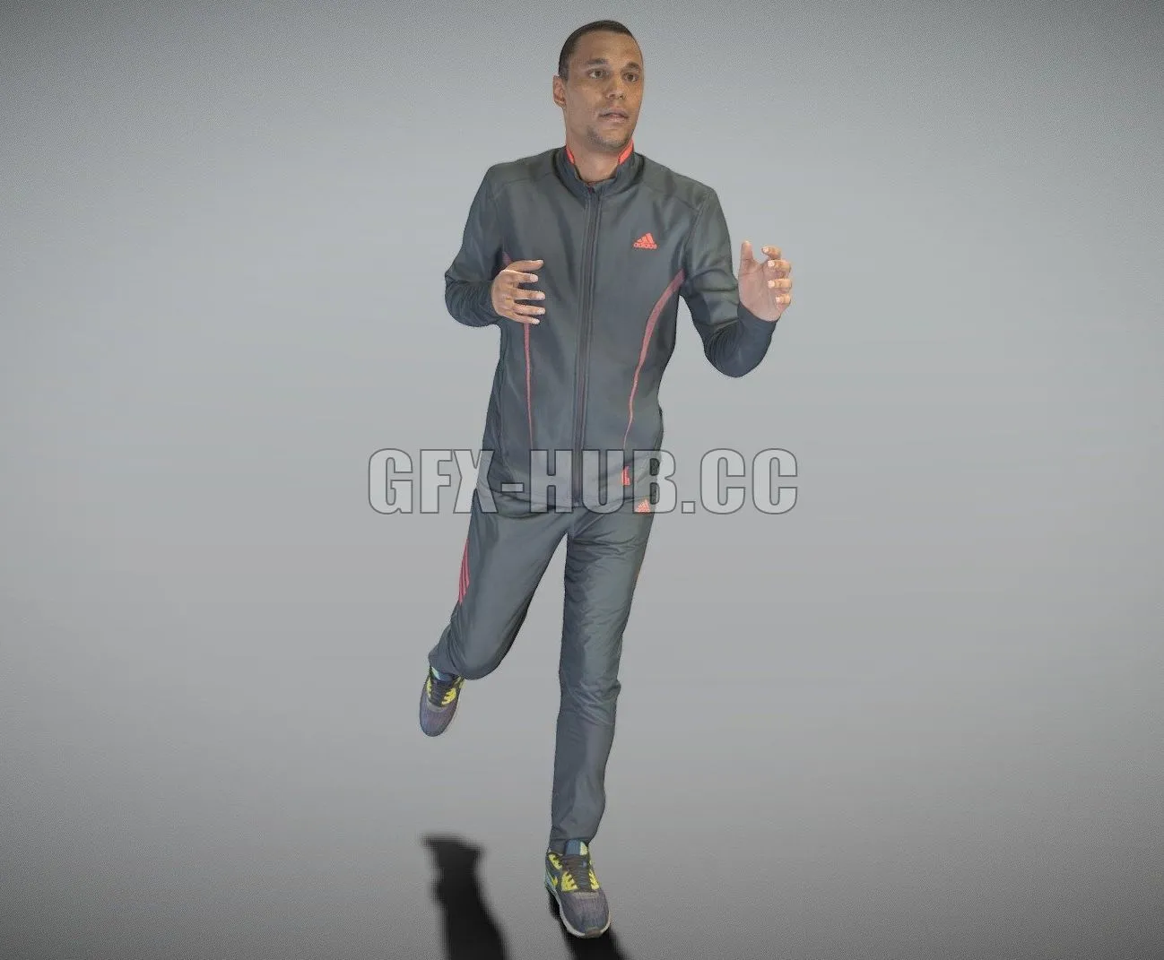 PBR Game 3D Model – African man in sportsuit running 218