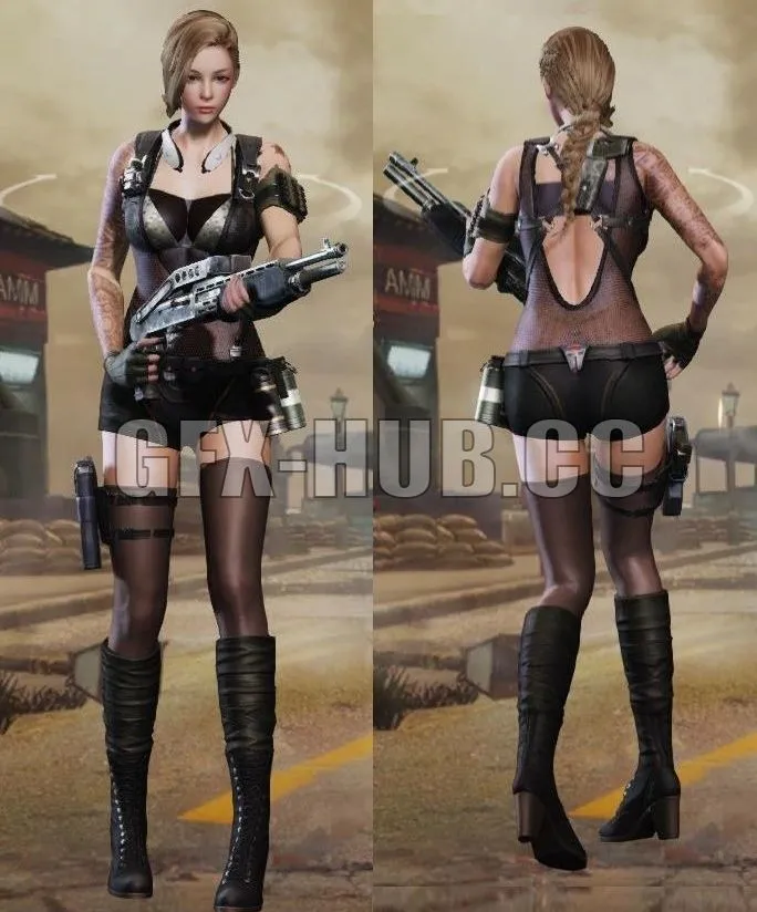 PBR Game 3D Model – Female soldier shirley yang beauty character