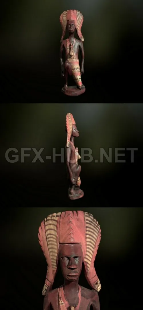 PBR Game 3D Model – African Statue 04 PBR