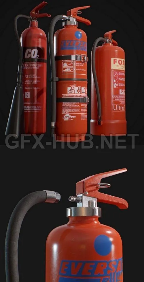 PBR Game 3D Model – Fire Extinguishers