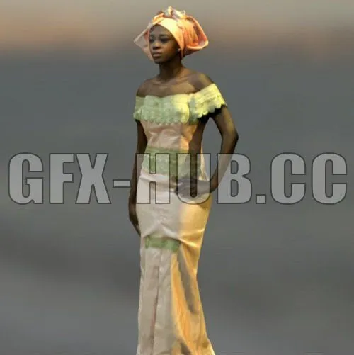 PBR Game 3D Model – African woman