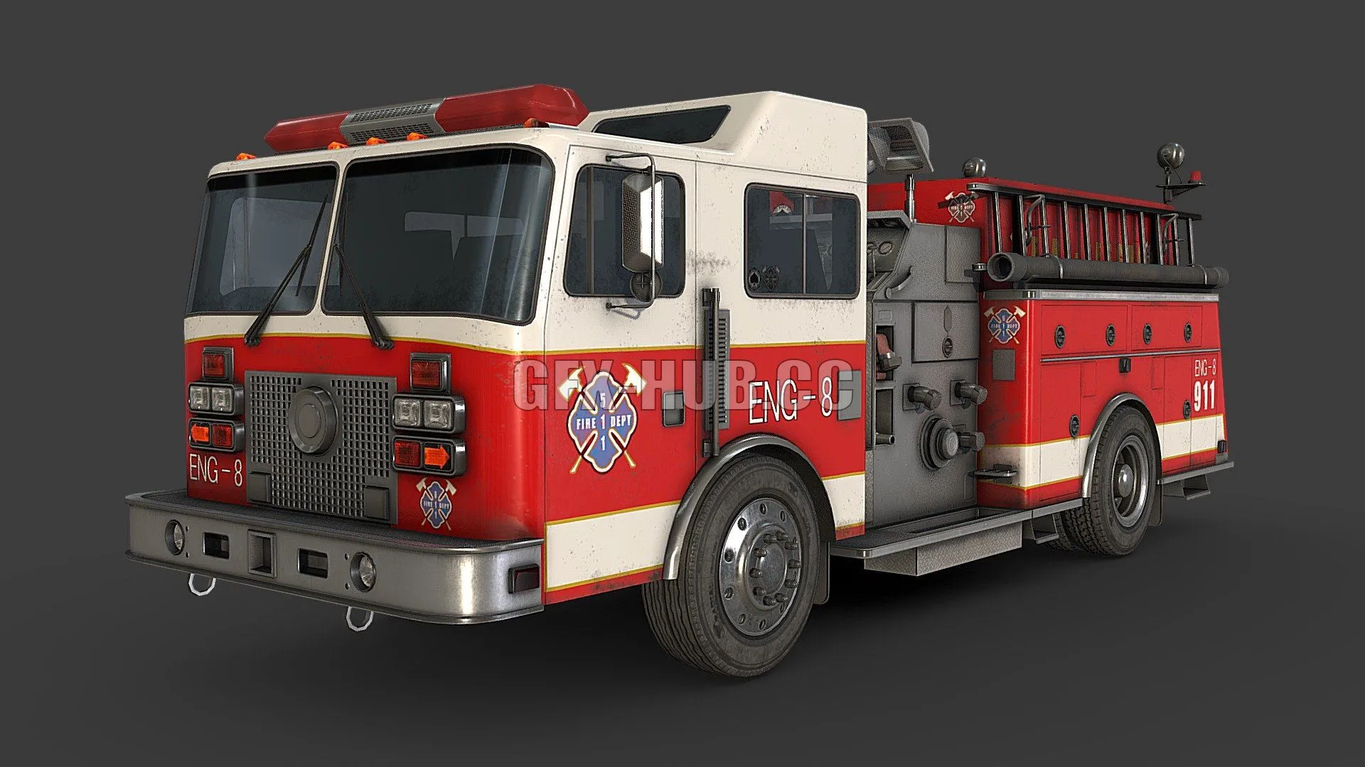 PBR Game 3D Model – Fire Truck