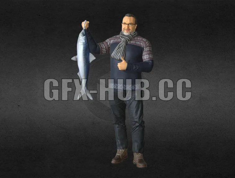 PBR Game 3D Model – Fisherman