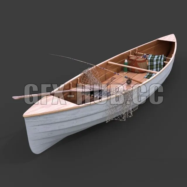 PBR Game 3D Model – Fishing boat with plaid