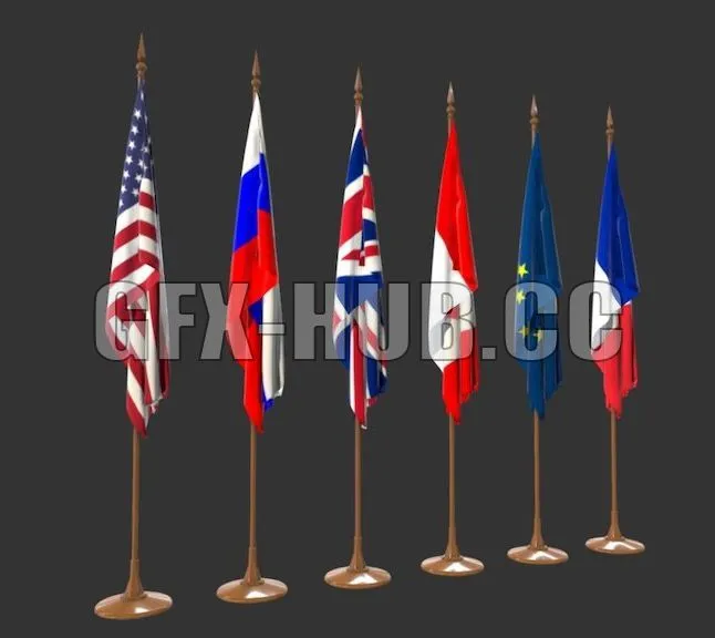 PBR Game 3D Model – Flags