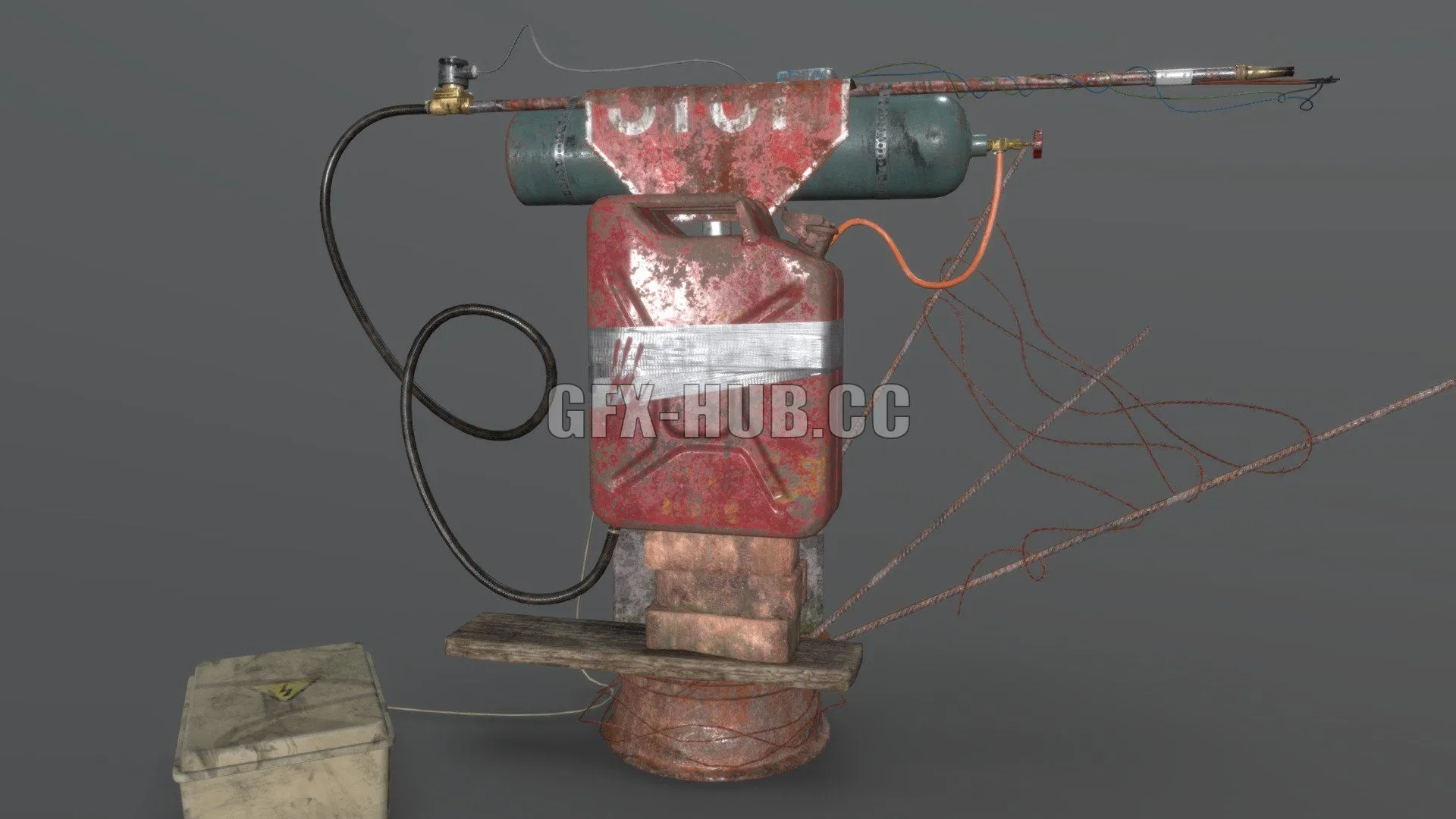 PBR Game 3D Model – Flamethrower for zombies