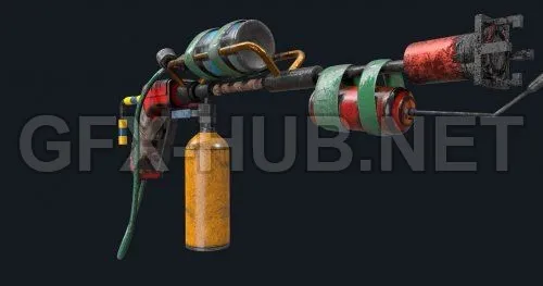 PBR Game 3D Model – Flamethrower gun PBR