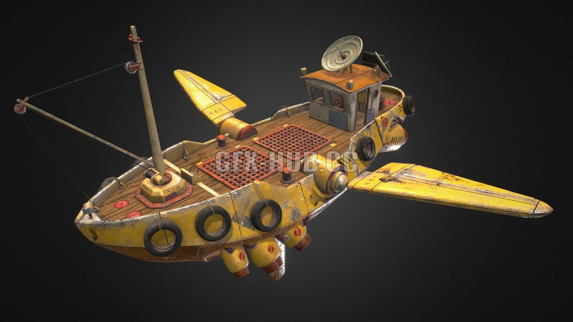 PBR Game 3D Model – Flying ship