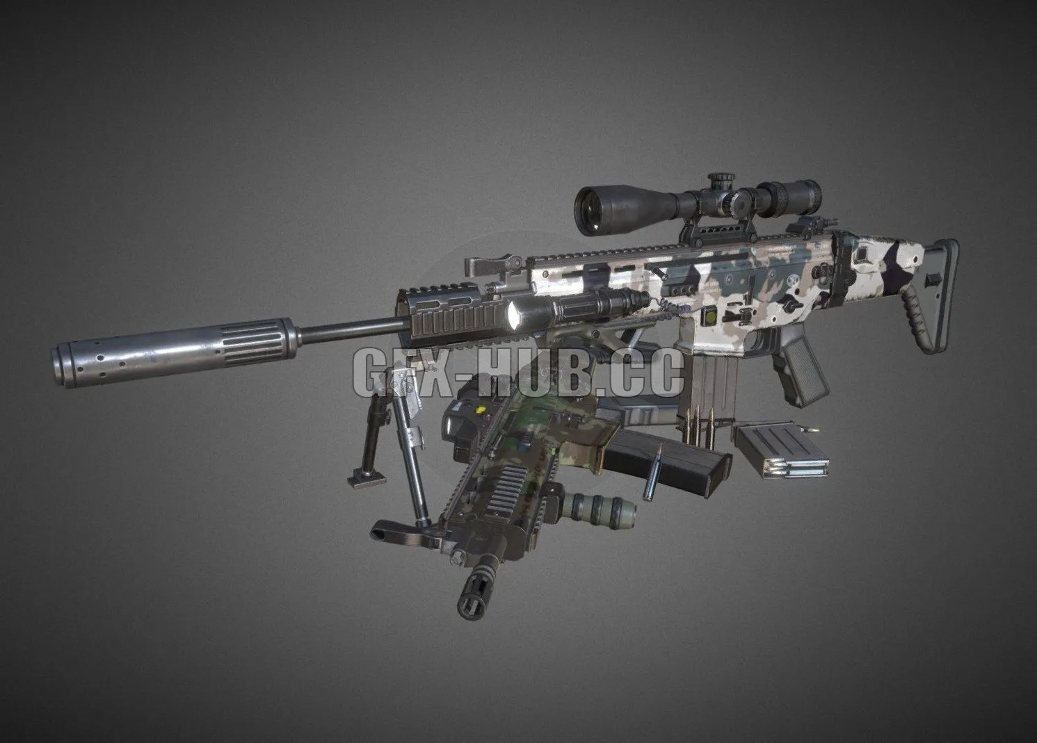 PBR Game 3D Model – FN SCAR-L Sniper