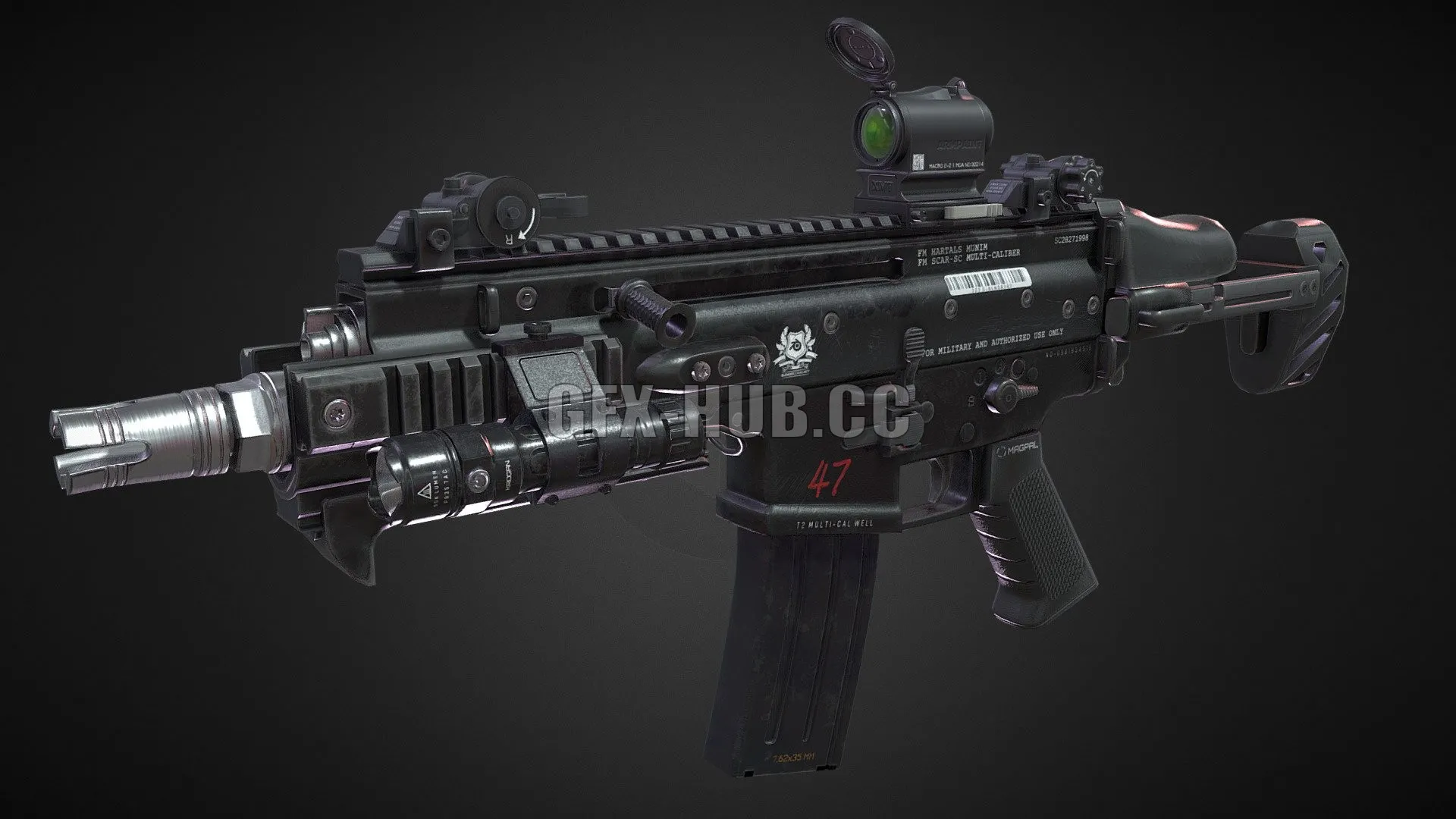 PBR Game 3D Model – FN SCAR-SC SMG