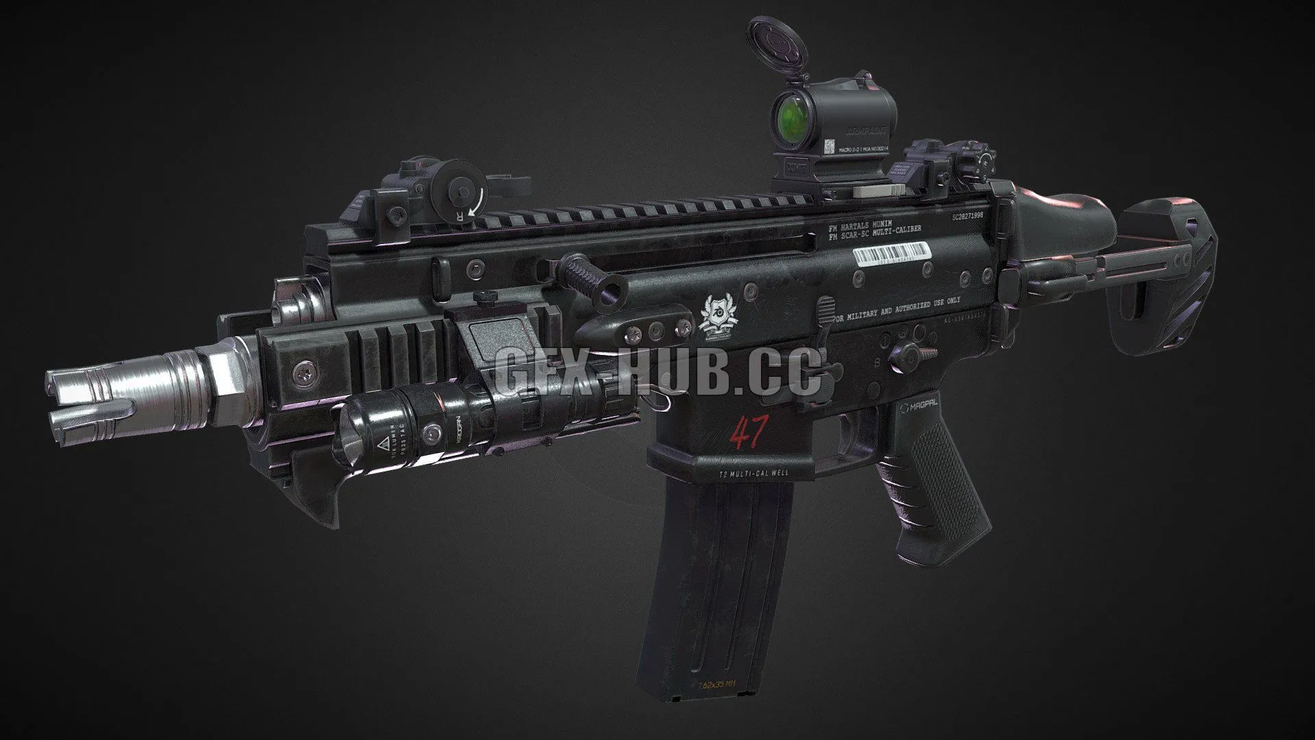 PBR Game 3D Model – FN SCAR-SC