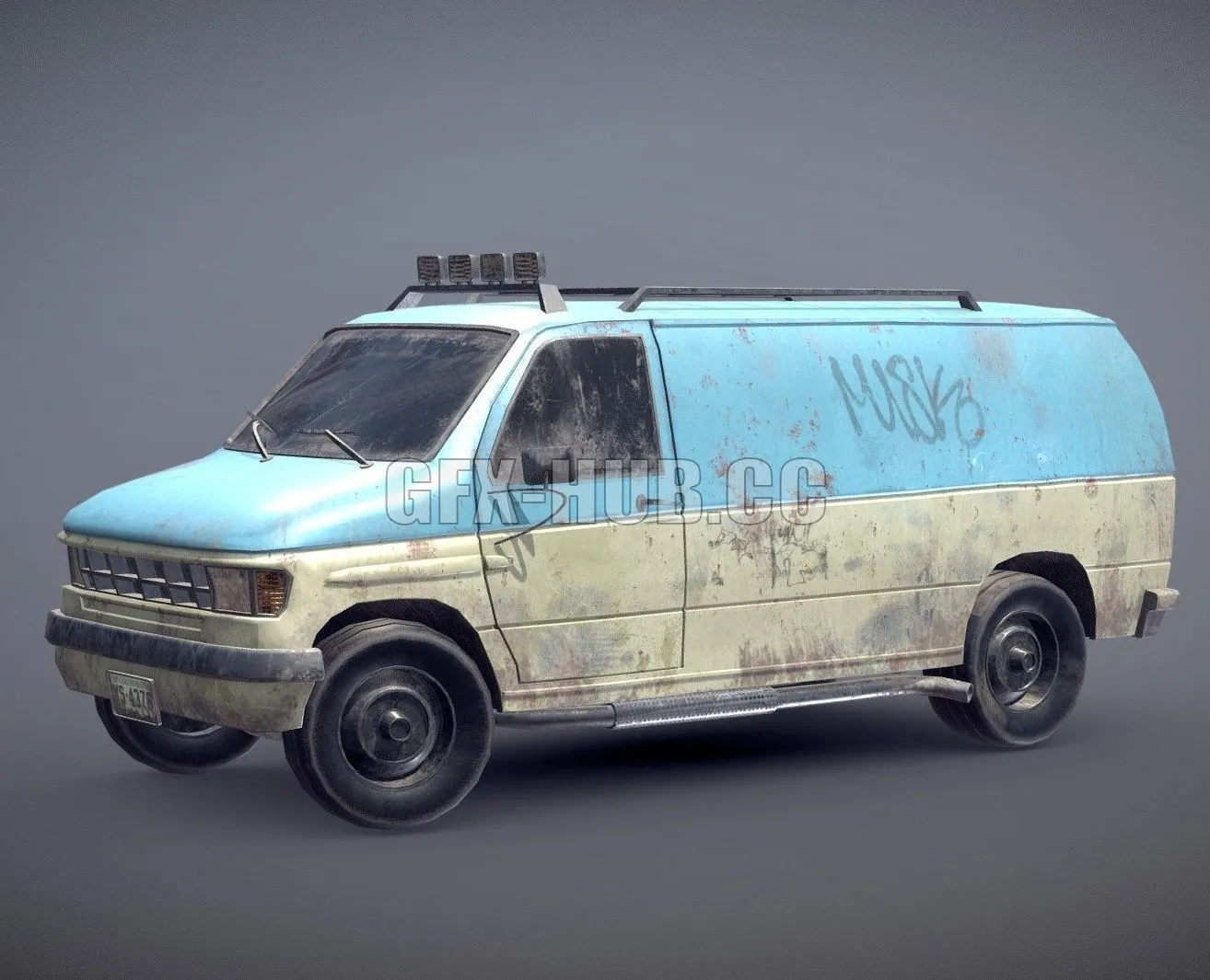 PBR Game 3D Model – Ford Econoline Van