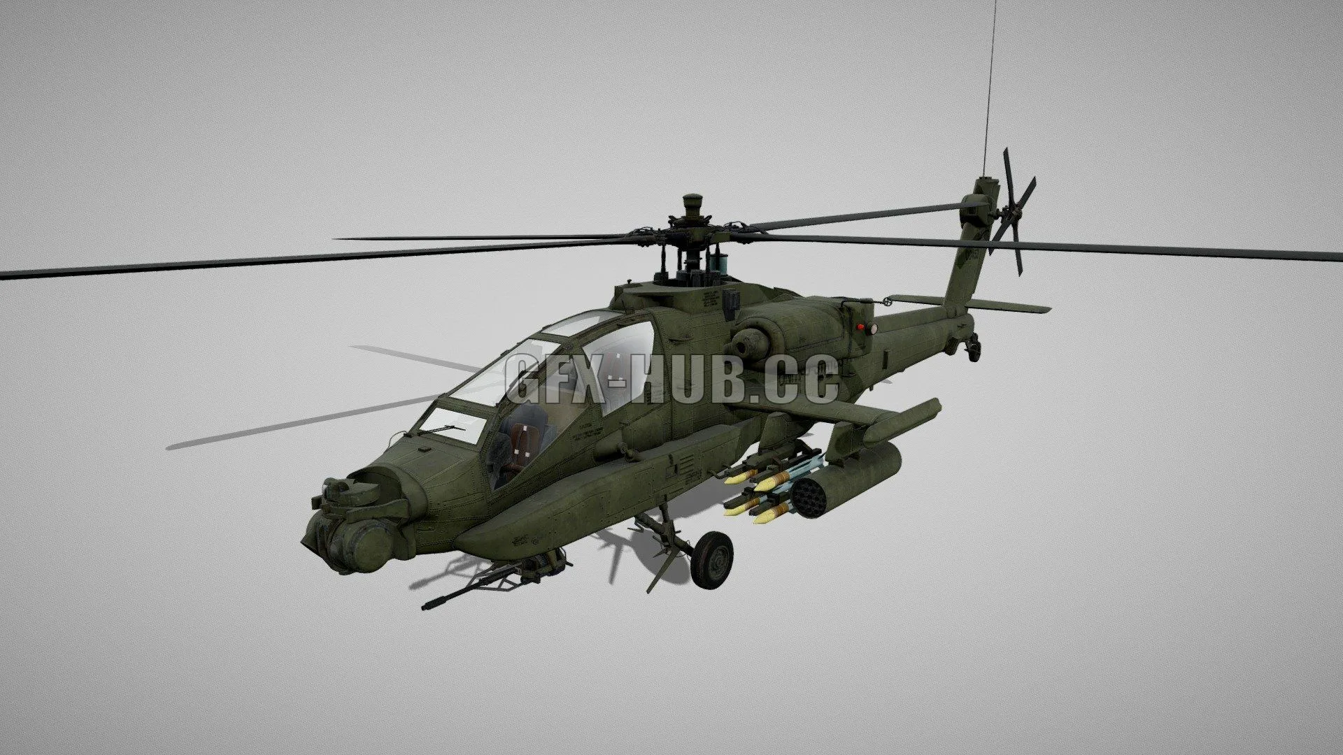 PBR Game 3D Model – AH-64A Apache Helicopter