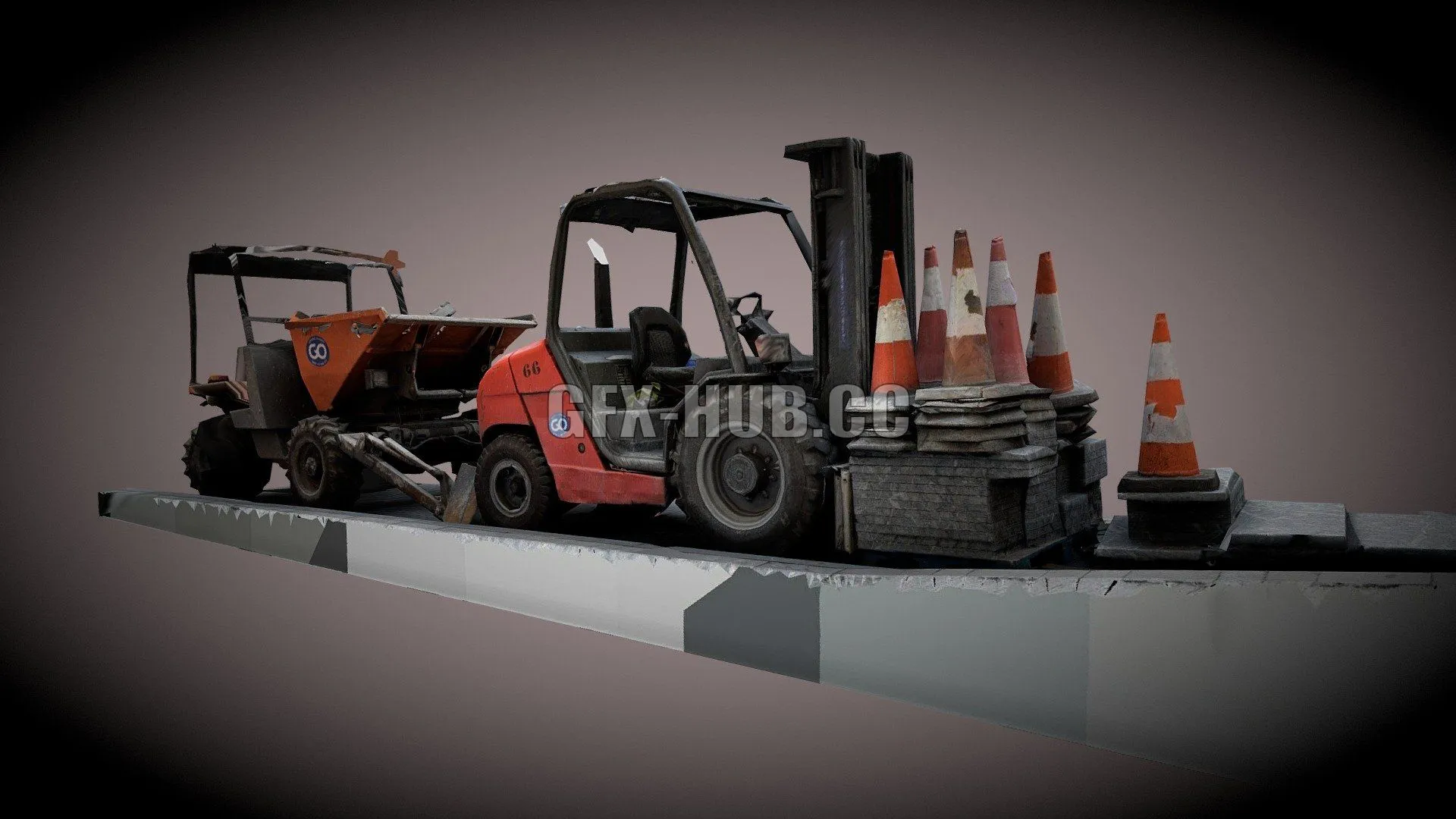 PBR Game 3D Model – Fork lift and tipper