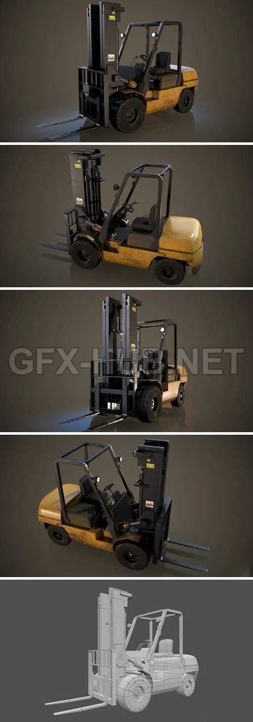 PBR Game 3D Model – Forklift Truck – Low Poly