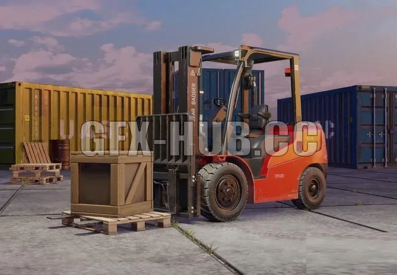 PBR Game 3D Model – Forklift
