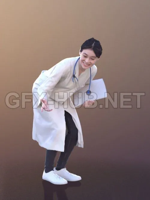 PBR Game 3D Model – Francine 10369 – Talking Asian Doctor VR AR low-poly