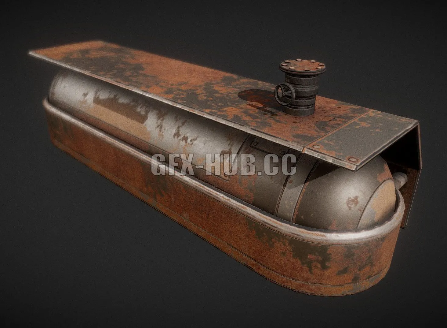 PBR Game 3D Model – Fuel Tank Rusty Version