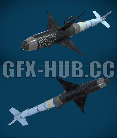 PBR Game 3D Model – AIM-9L Sidewinder Missile