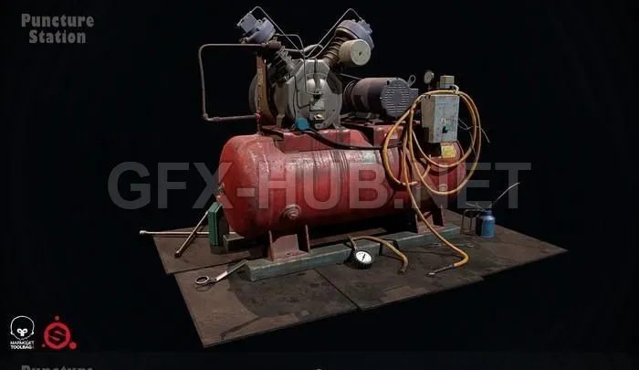 PBR Game 3D Model – Air Compressor