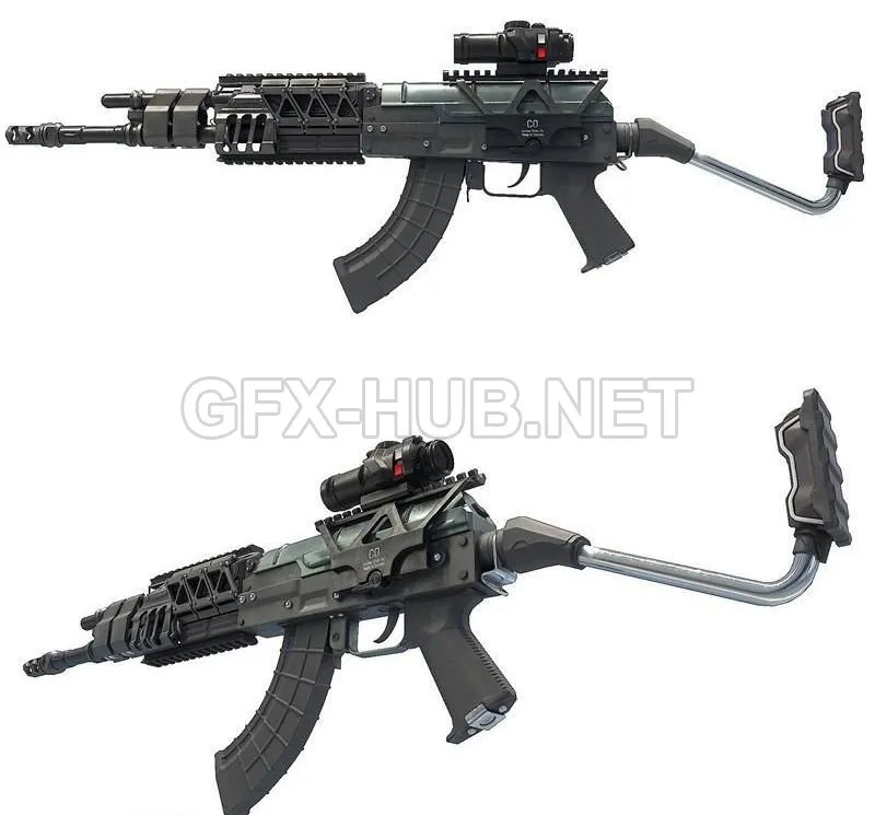 PBR Game 3D Model – Futuristic AKM Rifle PBR