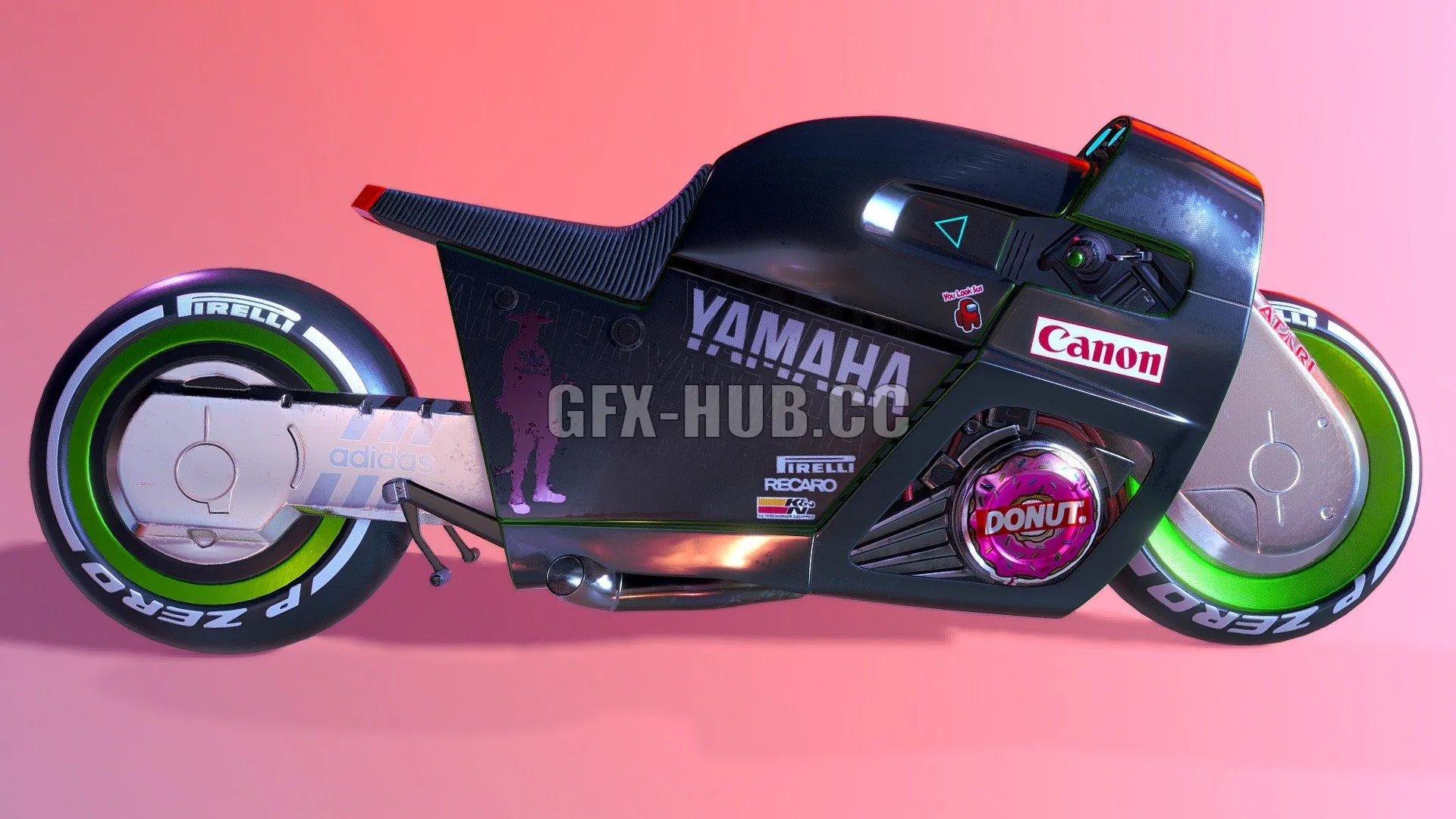 PBR Game 3D Model – Futuristic Cyberpunk Motorcycle PBR