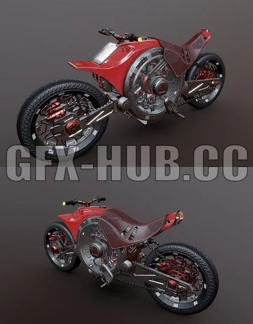 PBR Game 3D Model – Futuristic Motorcycle