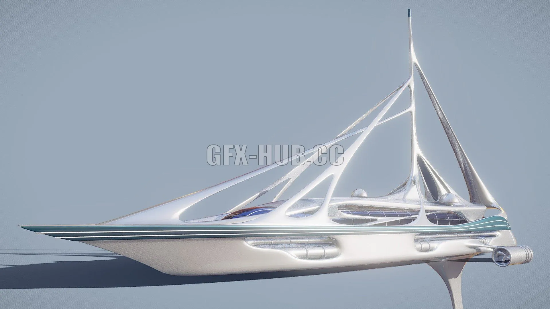 PBR Game 3D Model – Futuristic Yacht 01
