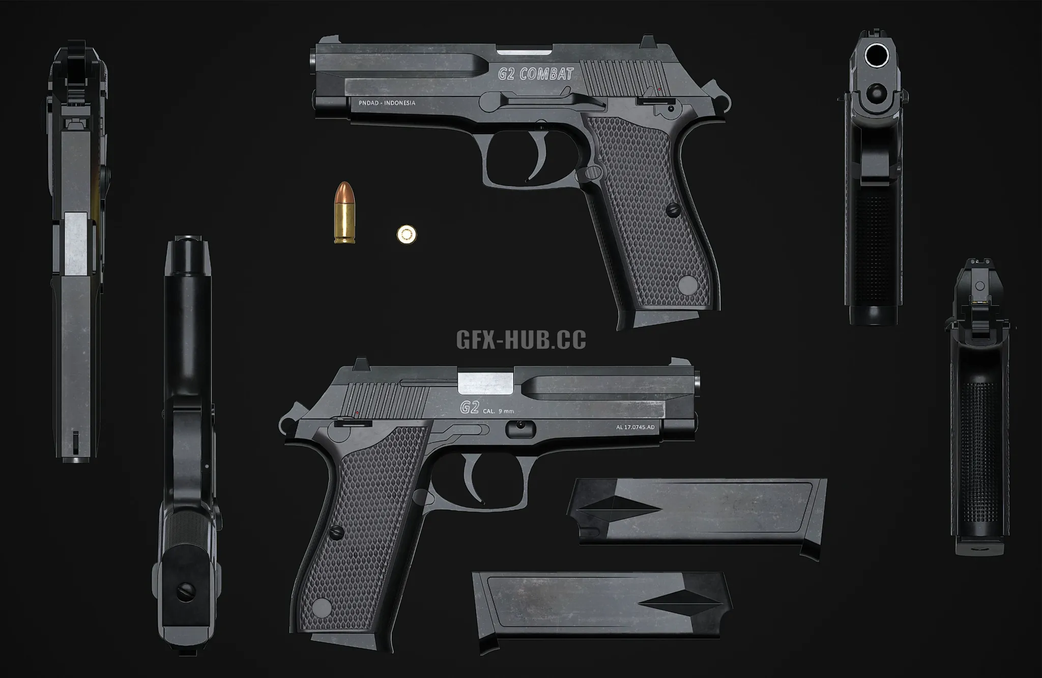 PBR Game 3D Model – G2 Combat Pistol
