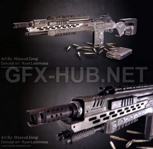 PBR Game 3D Model – G2A4 Rifle PBR