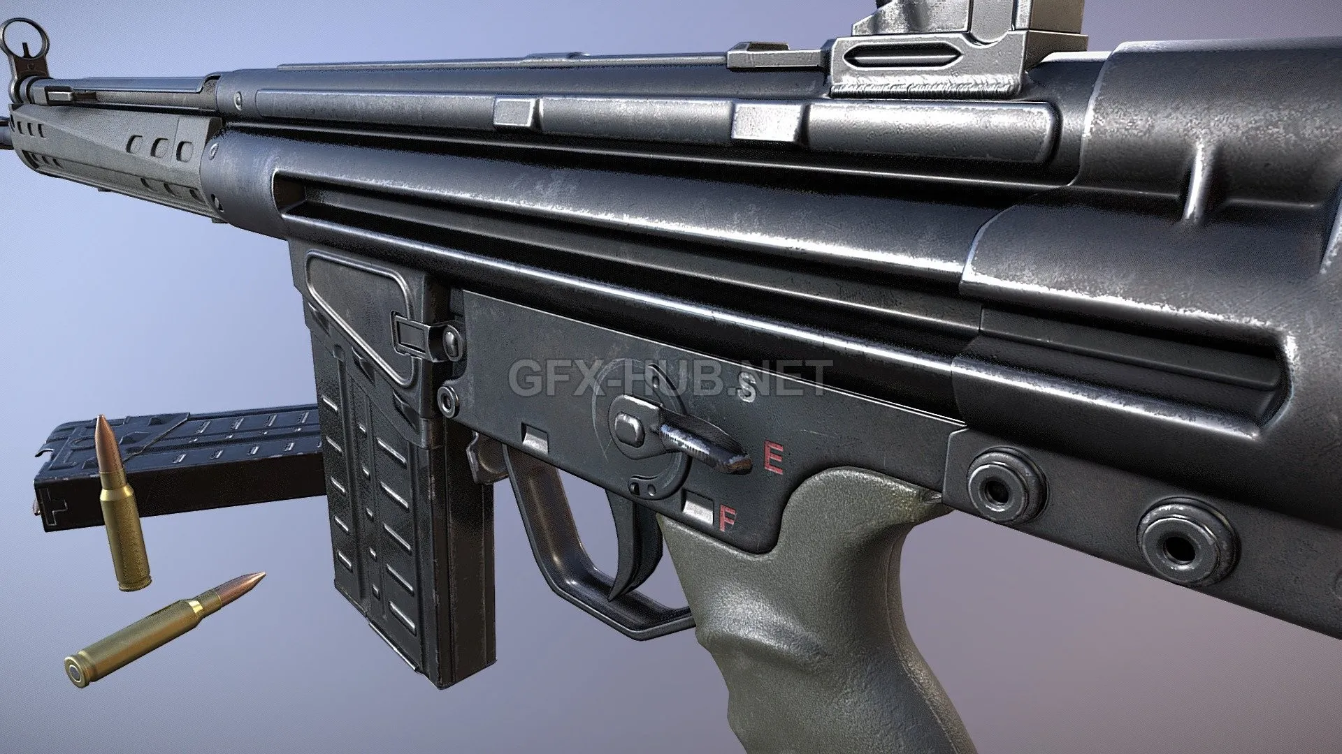 PBR Game 3D Model – G3A3 Rifle