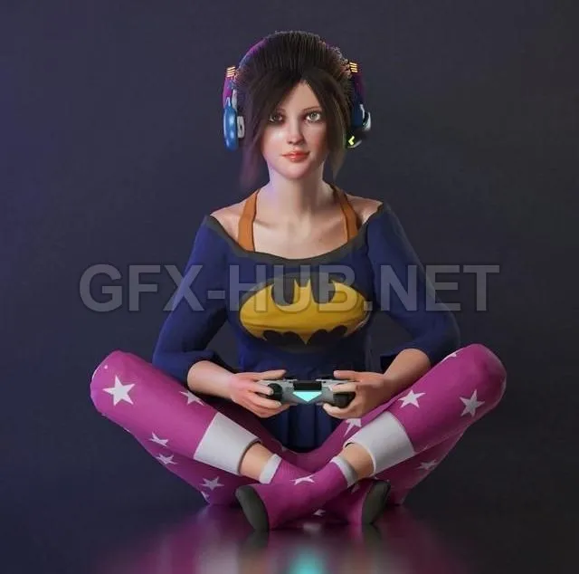 PBR Game 3D Model – Gamer Girl